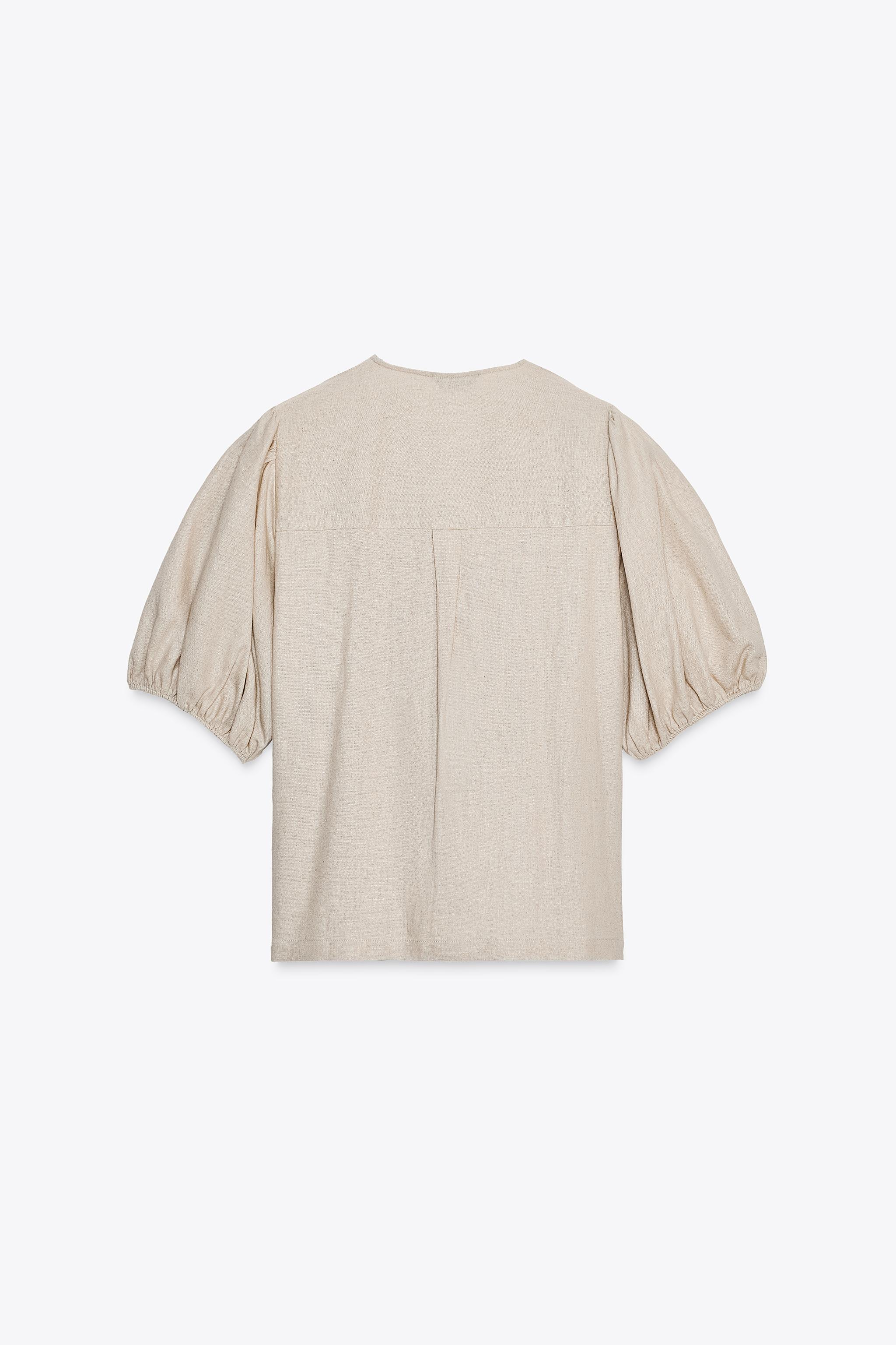 LINEN TIE BLOUSE - Light beige | ZARA United States