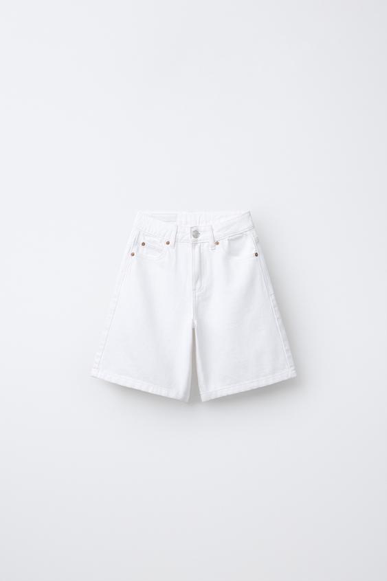 BERMUDA DENIM LARGA - Blanco de Zara - Imagen 0