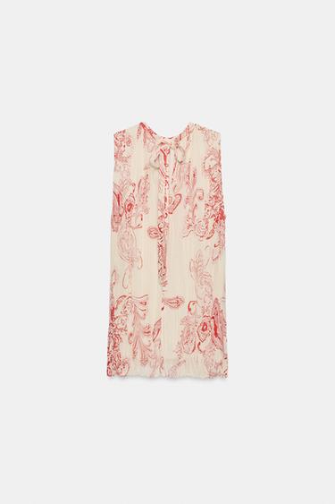 ZW COLLECTION PRINTED TOP - Ecru / Red by Zara - Image 6