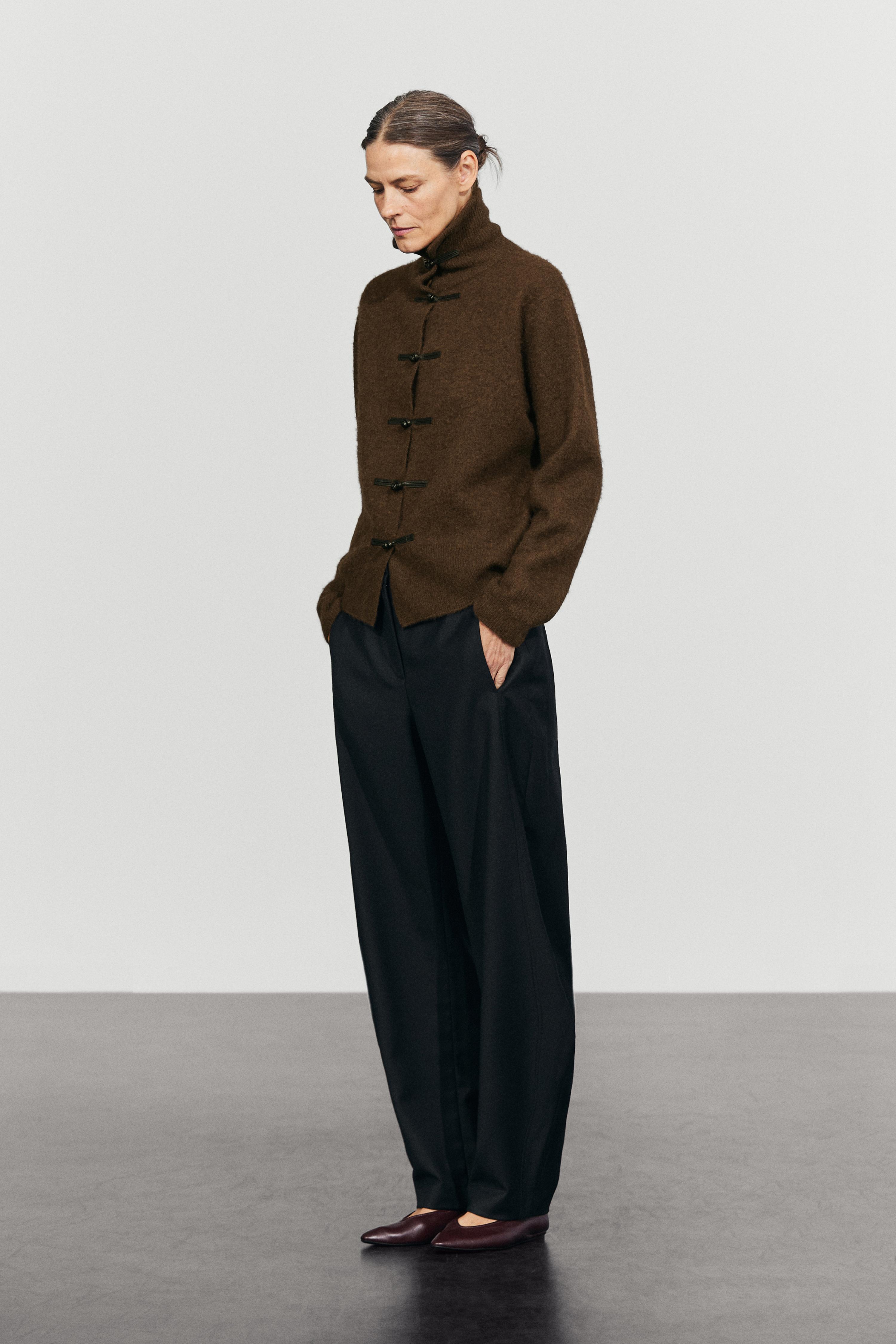Wool blend toggle cardigan