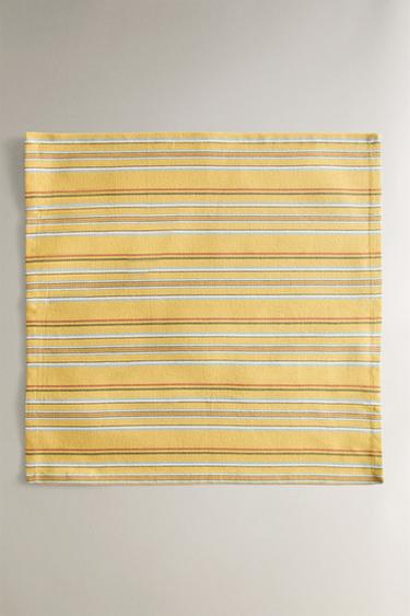 PACK OF COTTON NAPKINS WITH MULTICOLOURED STRIPES (PACK OF 4) - yellow by Zara - Image 1