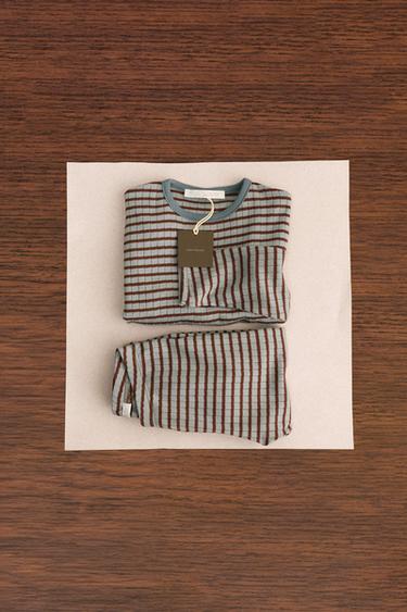 ZARA TIMELESS - PYJAMA CÔTELÉ RAYURES - Vert / Écru de Zara - Image 0