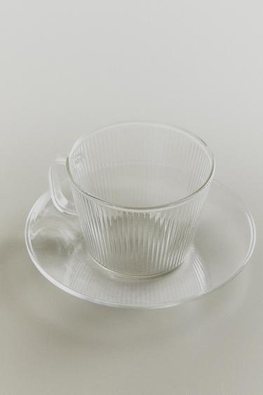 BOROSILICATE GLASS TEACUP AND SAUCER — Transparent 2