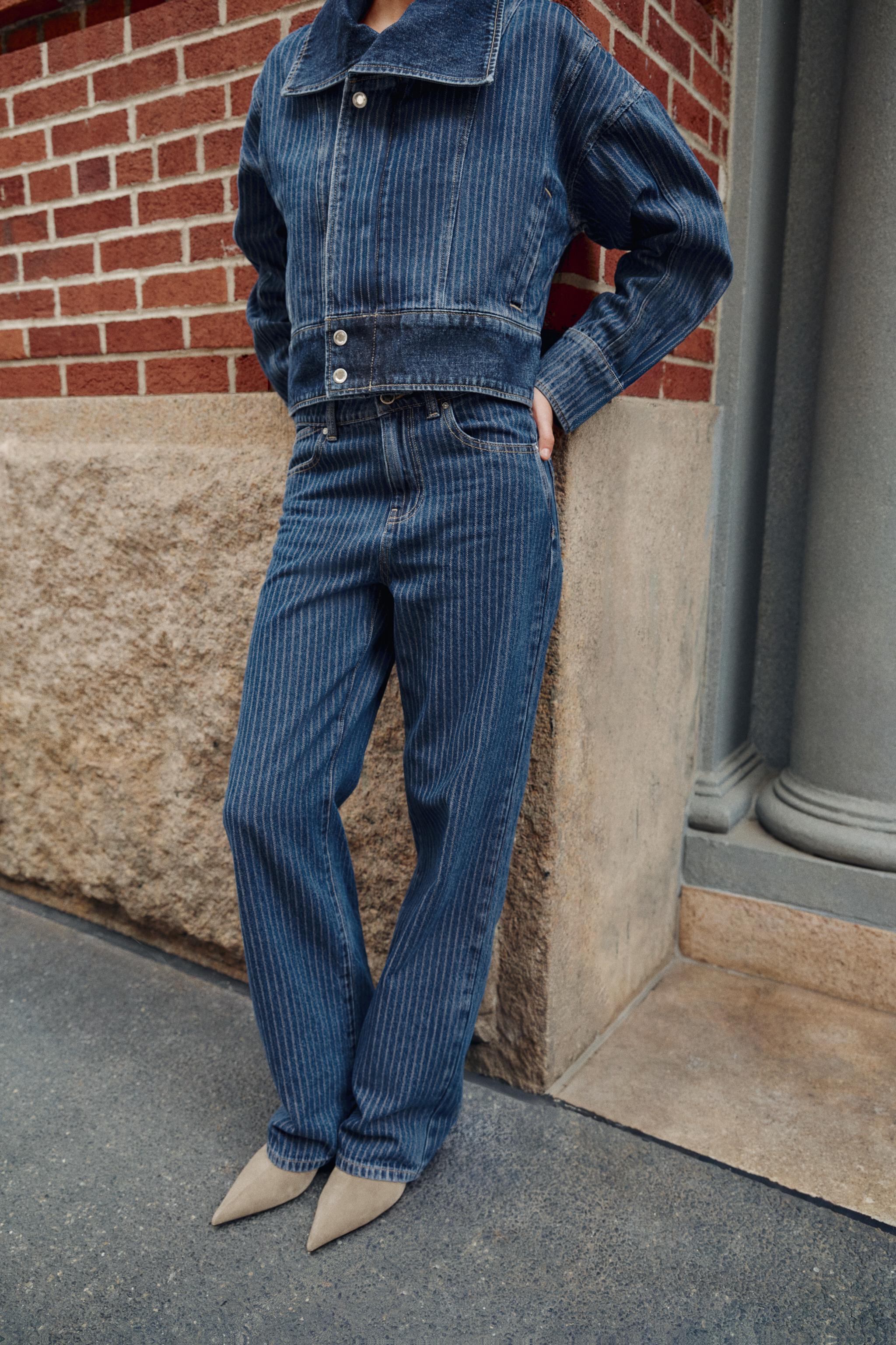 Zara Z1975 ÇİZGİLİ STRAIGHT DÜŞÜK BEL JEAN görsel 3