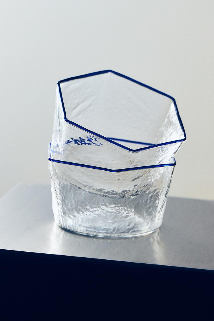 HEXAGONAL BOROSILICATE GLASS BOWL — Blue