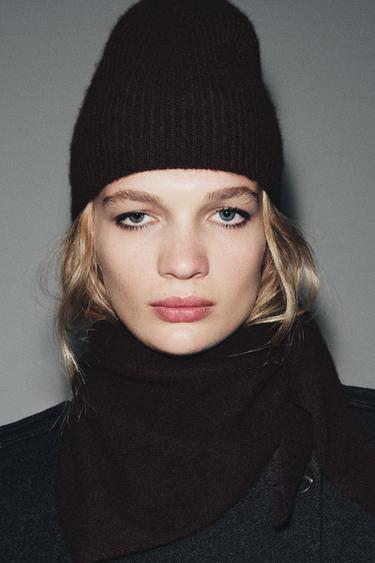 WOOL AND CASHMERE BANDANA - Brown by Zara - Image 1