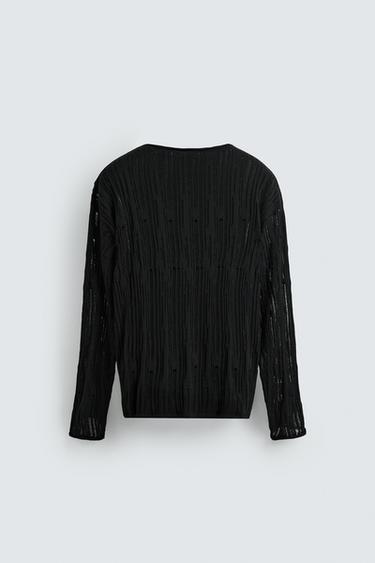 DECONSTRUCTED TEXTURED SWEATER - Black by Zara - Image 7