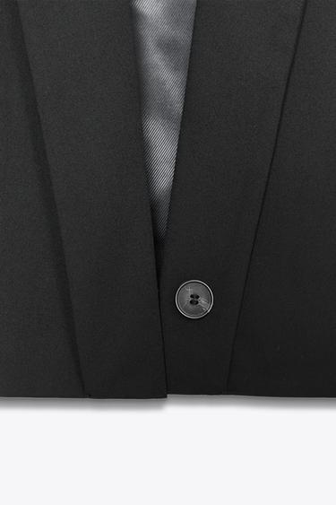 GILET COURT COL À REVERS - Noir de Zara - Image 6