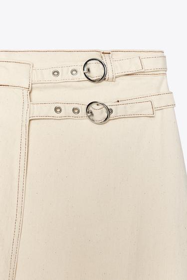 1975 DENIM CROSSOVER MIDI SKIRT - Ecru by Zara - Image 9