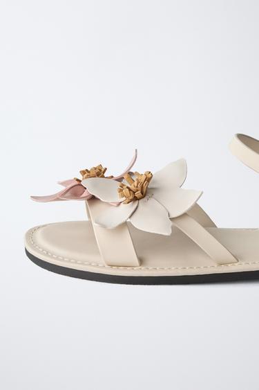 3D FLOWER SANDALS - Ecru White by Zara - Image 5