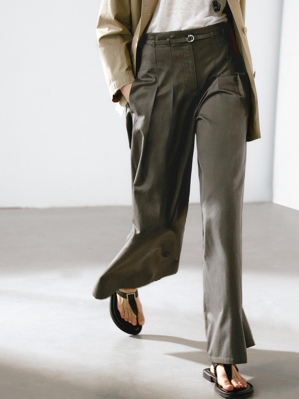 Cotton blend palazzo trousers