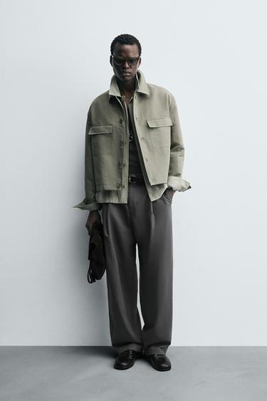 BOXY FIT OVERSHIRT WITH POCKETS - Light green by Zara - Image 0