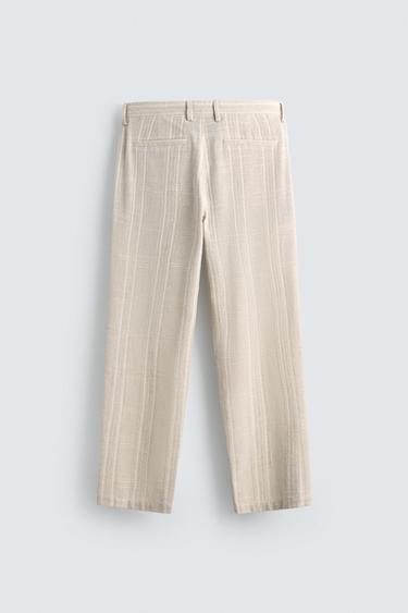 PANTALON RAYURES REGULAR FIT - Blanc cassé de Zara - Image 6