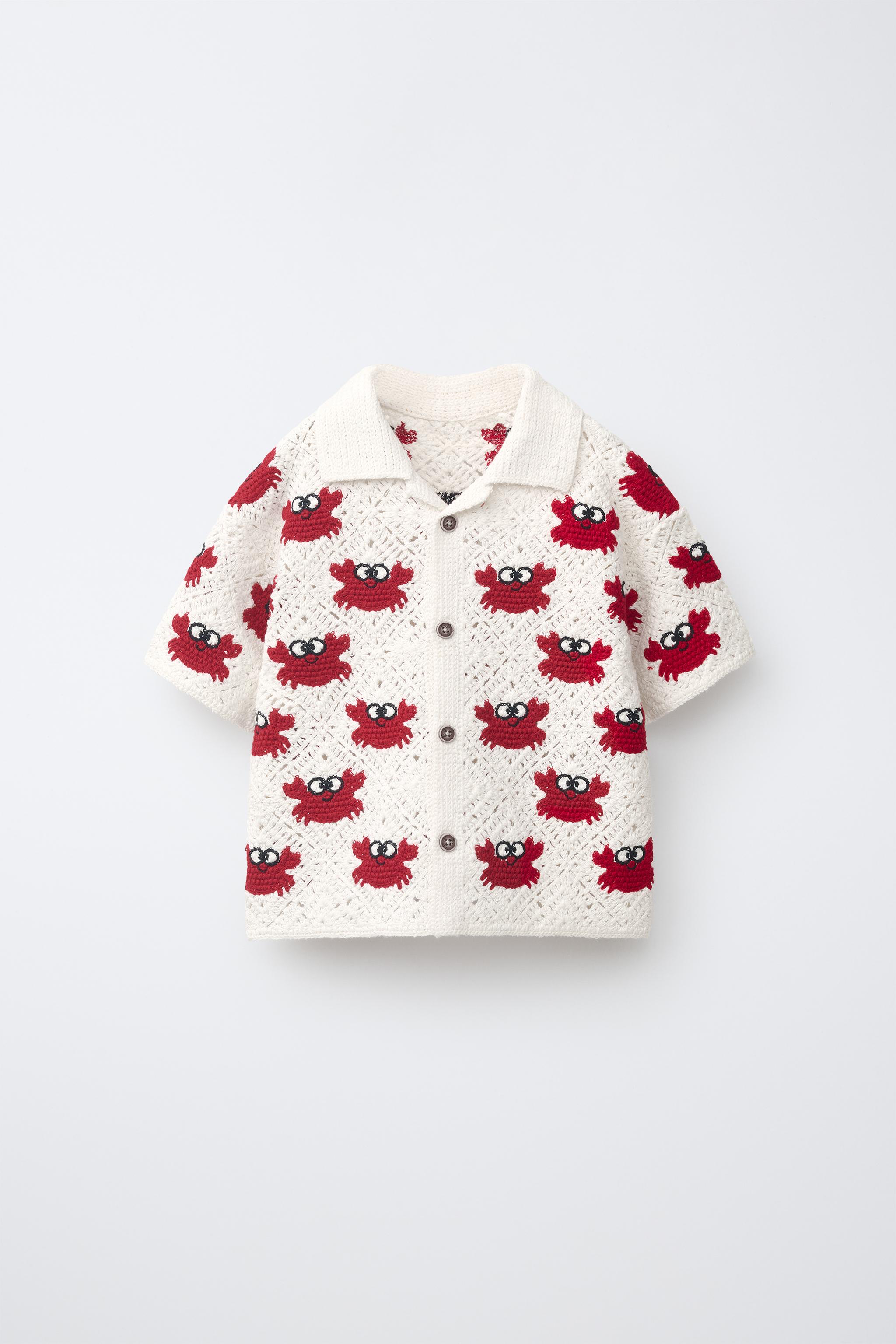 Детские рубашки Zara CRAB CROCHET SHIRT