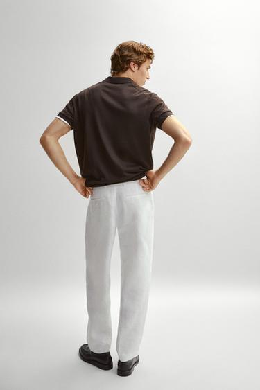 Zara Short sleeve wool blend knit polo shirt - Brown