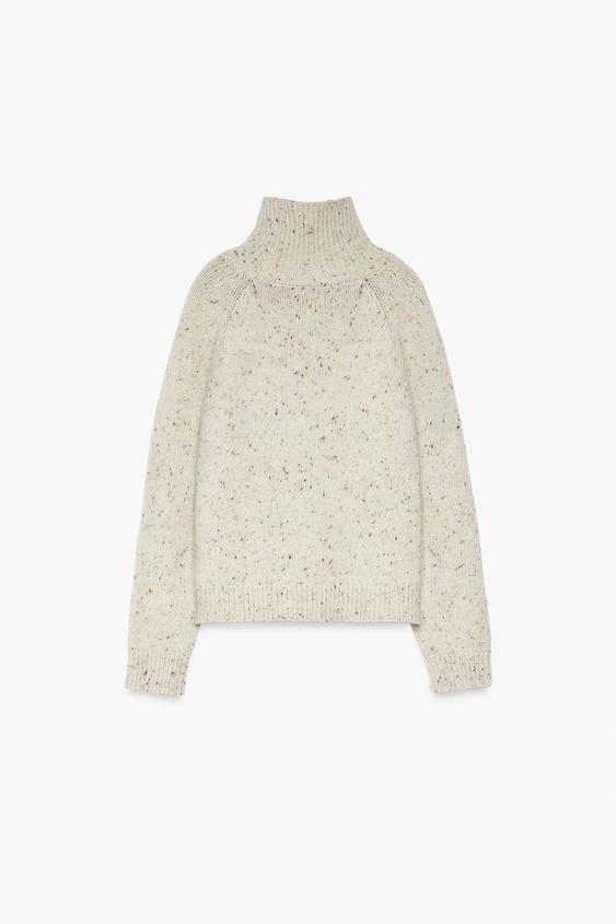 PULL 100 % LAINE COL MONTANT - Écru moyen de Zara - Image 3