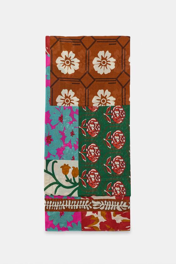 PAÑUELO ALGODÓN ESTAMPADO AZULEJOS - Multicolor de Zara - Imagen 0