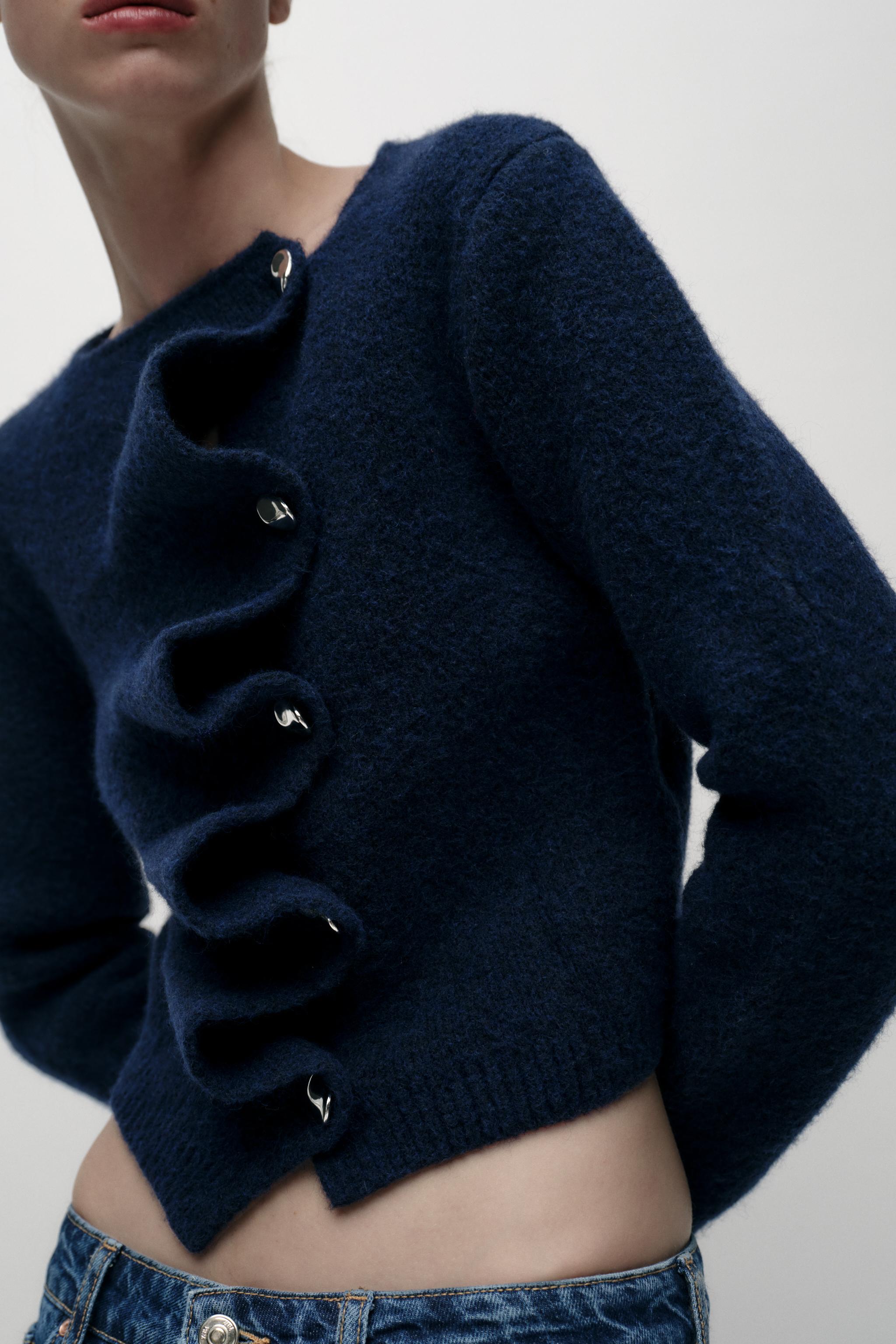 ニットラップカーディガン - ブルー | ZARA Japan / 日本