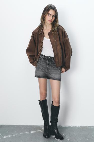 FAUX SUEDE BOMBER JACKET - Chocolate by Zara - Image 0
