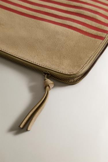 SUEDE DOCUMENT FOLDER - Ecru / Red by Zara - Image 1