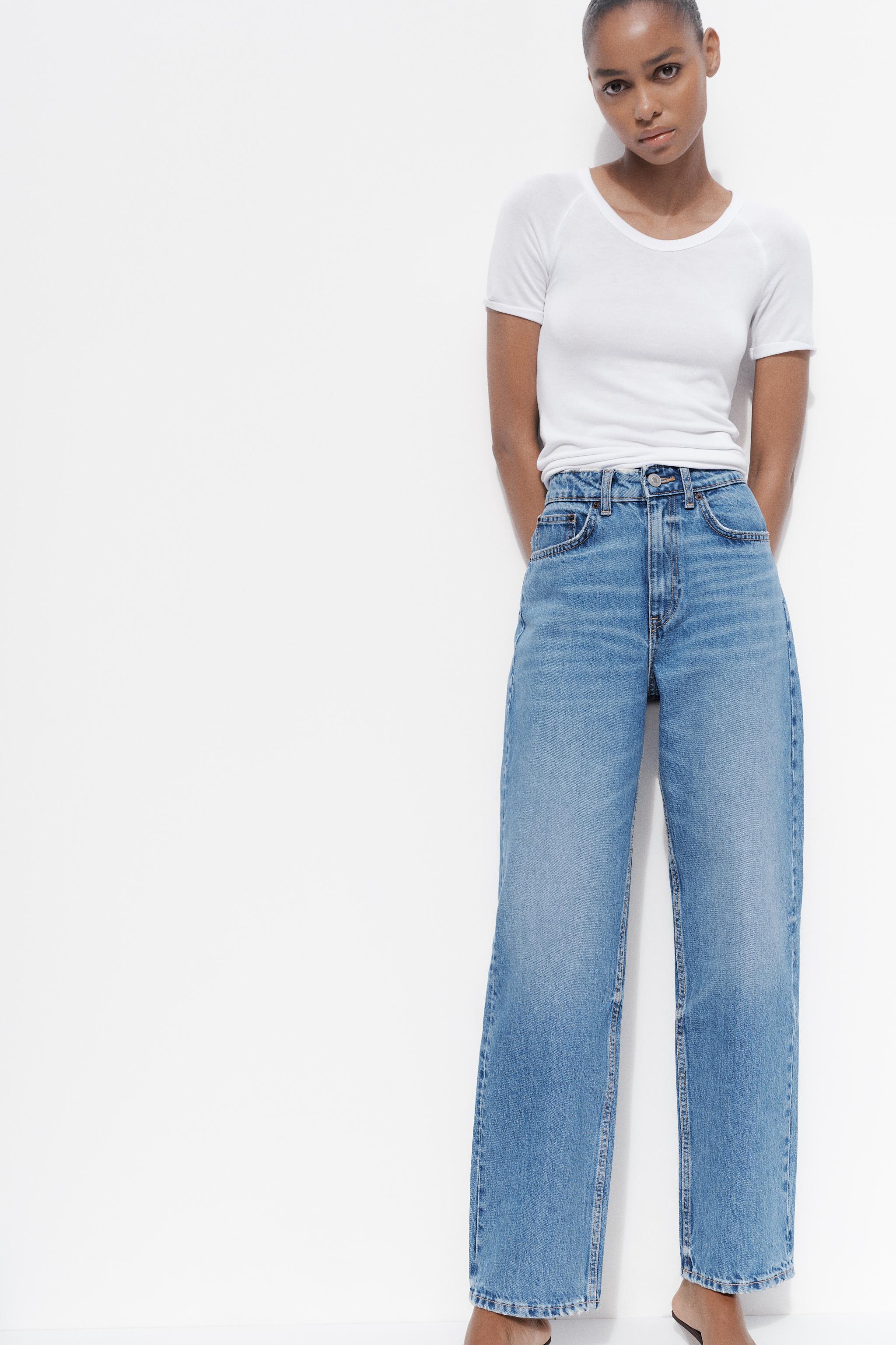 TRF MOM FIT ハイライズ デニムパンツ - ライトグレー | ZARA