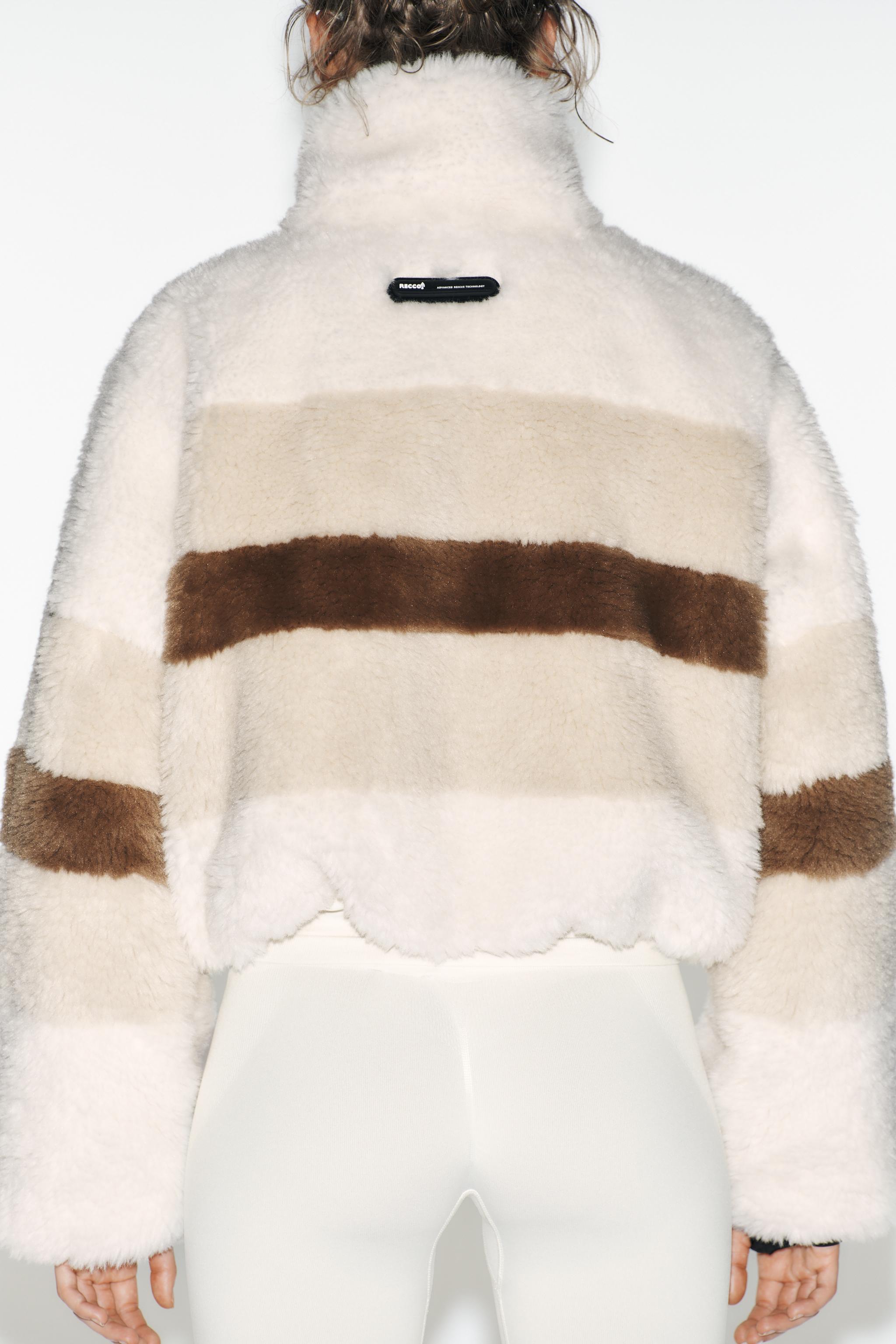 CROPPED FAUX SHEARLING COAT HEIQ XREFLEX™ RECCO® TECHNOLOGY SKI COLLECTION