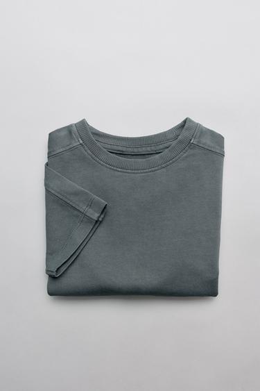 Zara GARMENT DYE CUT-OUT T-SHIRT - Anthracite grey
