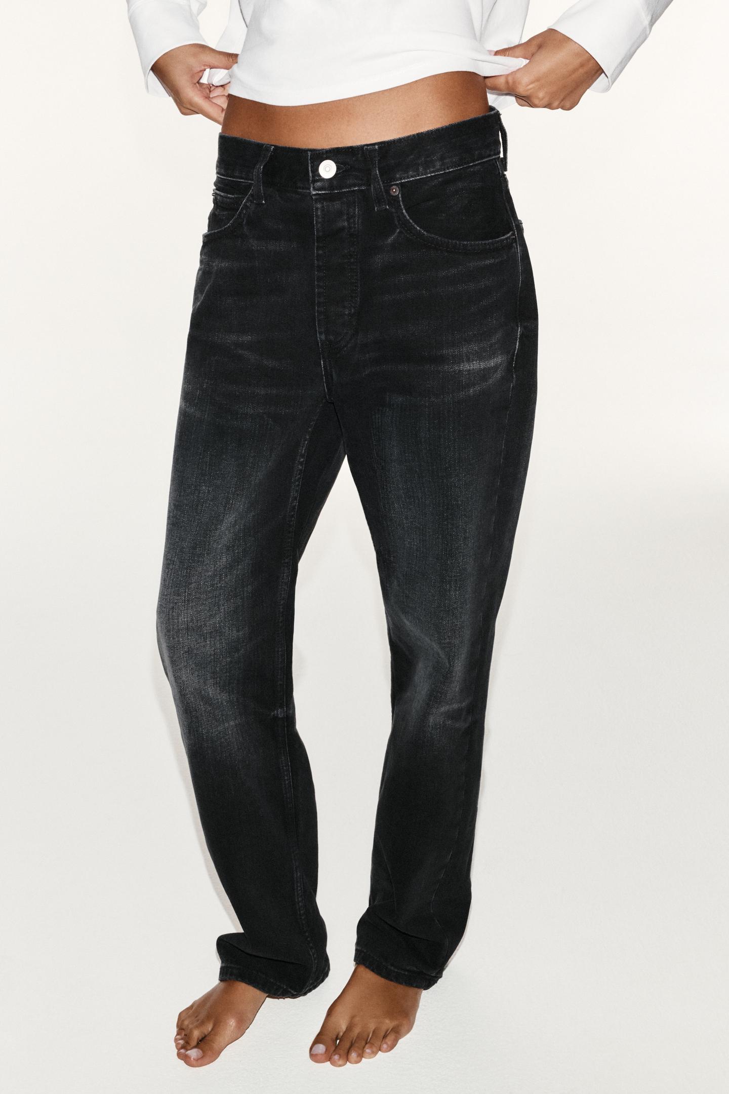 Женские джинсы Zara Trf Mid-Rise Straight Fit, цвет: Чёрный — фото 3