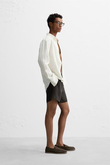 BERMUDA 100 % LIN - Gris anthracite de Zara - Image 3