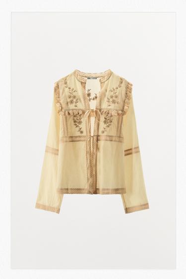 BLUSA RICAMI PIZZO LIMITED EDITION - Giallo di Zara