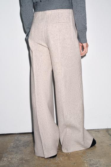 STRUCTURED WIDE LEG TROUSERS ZW COLLECTION - Beige by Zara - Image 2