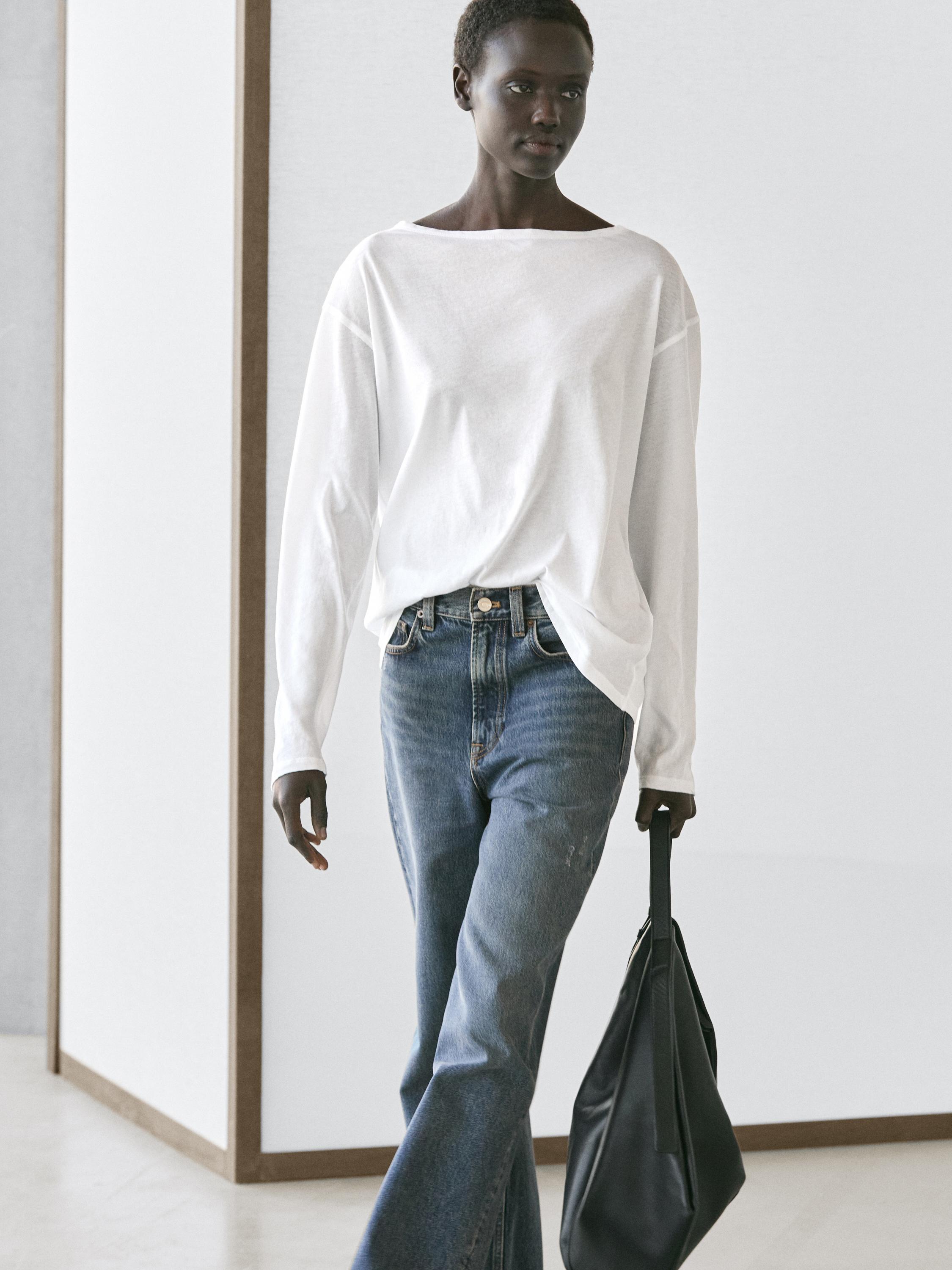 T-shirt col bateau 100 % coton
