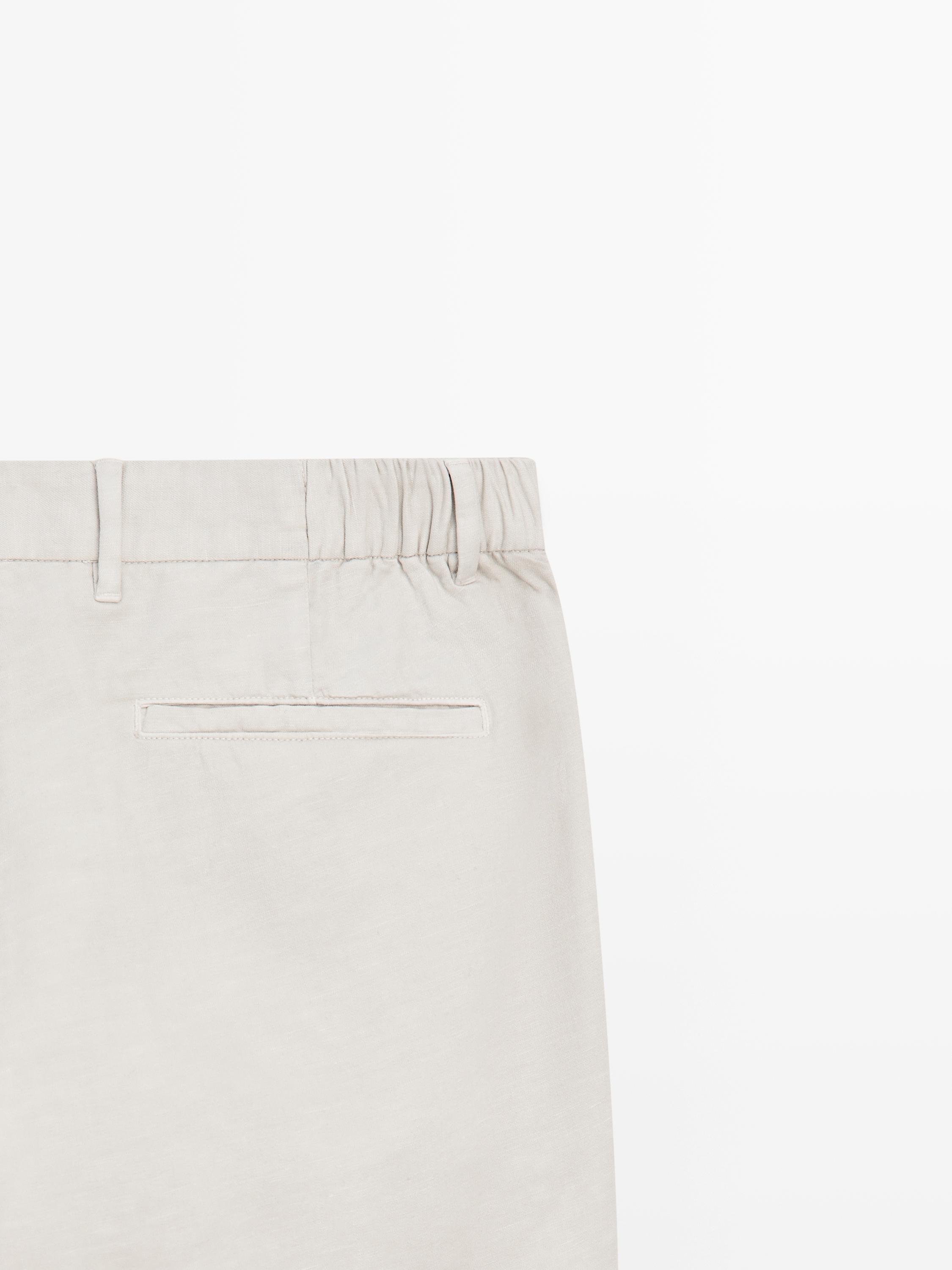 Linen blend tapered fit trousers
