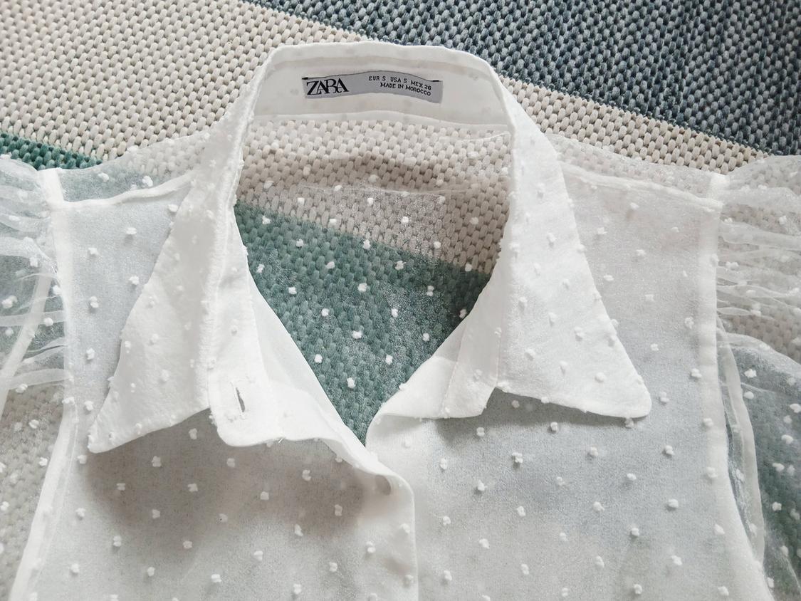 SEMI-SHEER DOTTED MESH BLOUSE - Image 5