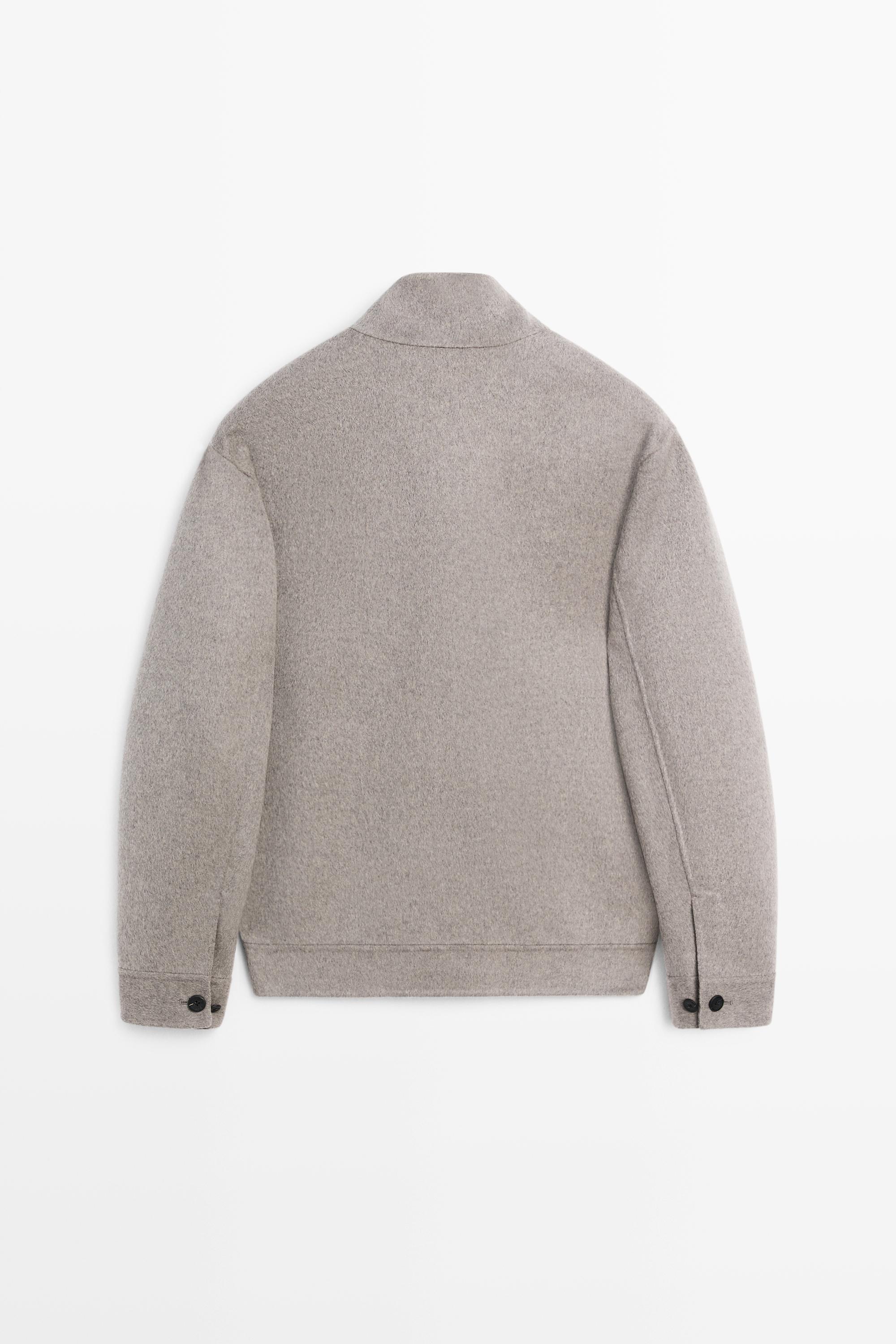 Wool blend high neck double fabric jacket - Mink | ZARA United States