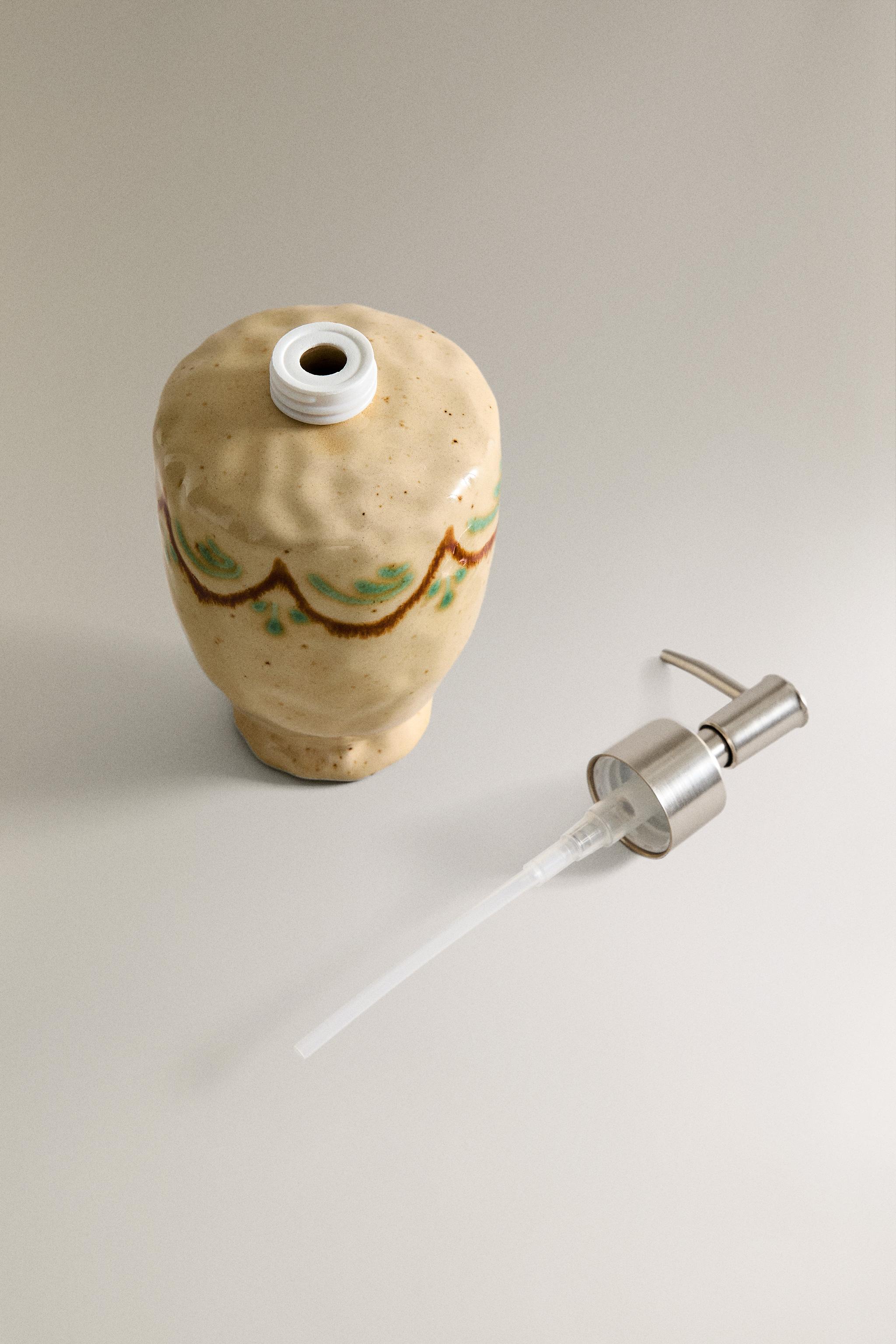 PAINTED CERAMIC SOAP DISPENSER