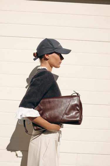 VESTE EN MAILLE BIMATIÈRE POPELINE - Gris foncé de Zara - Image 4