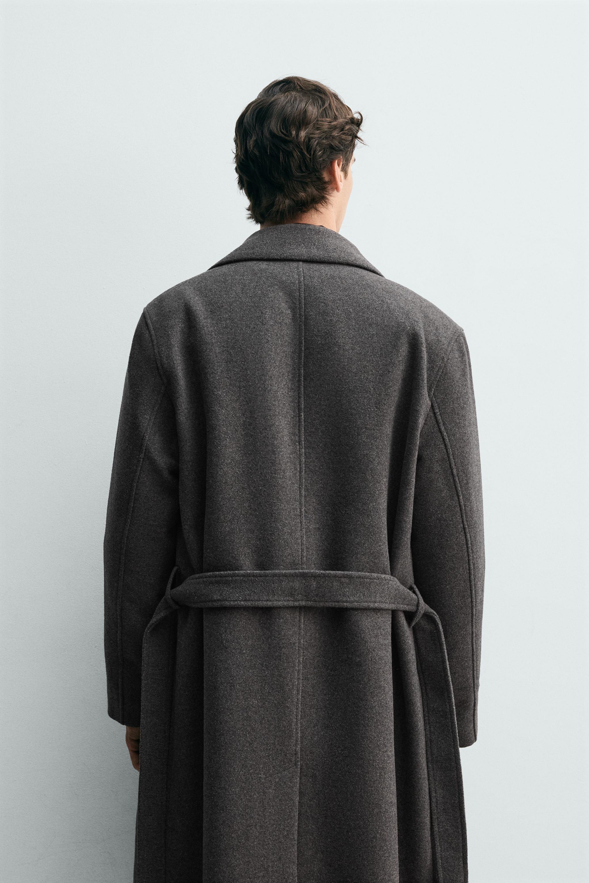 MANTEAU CROISÉ AVEC LAINE ET CEINTURE