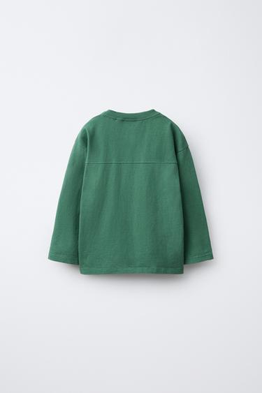 T-SHIRT OURS BRODÉ - Vert de Zara - Image 1