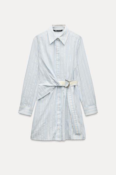 VESTIDO CAMISERO MINI CINTURÓN - Crudo de Zara