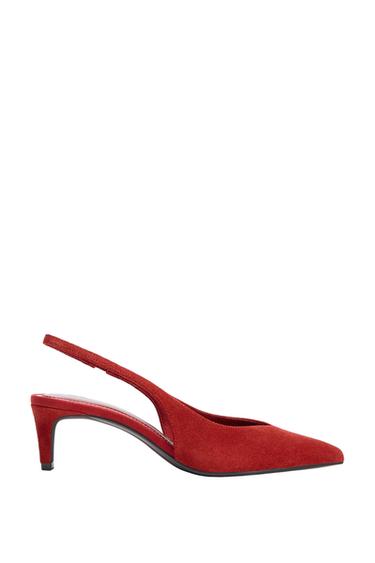 LEATHER SLINGBACK HEELS - Red by Zara