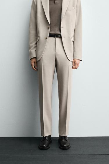 PANTALON DE COSTUME COUPE ÉTROITE - Sable / Chiné de Zara
