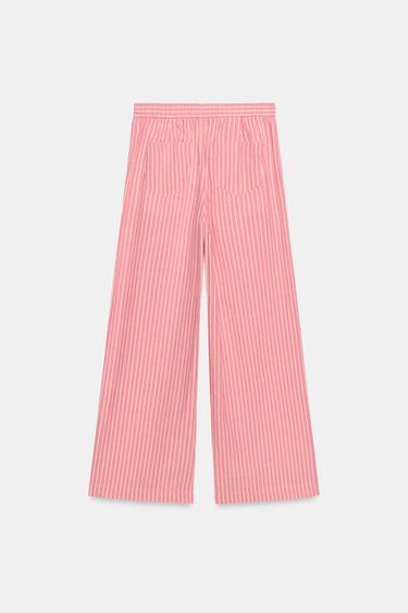 WIDE-LEG STRIPED TROUSERS - Pink by Zara - Image 4