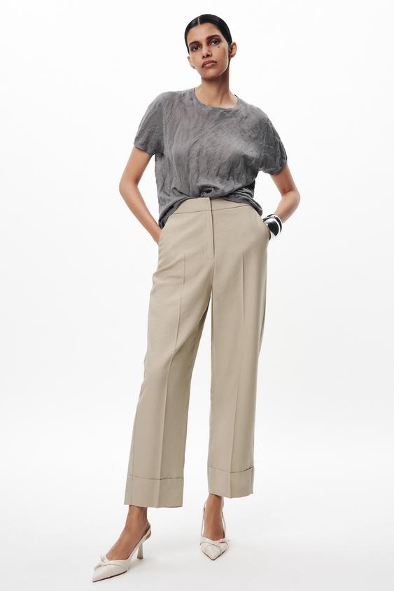 Zara Womens Tan Drawstring Pants Size Small - beyond exchange
