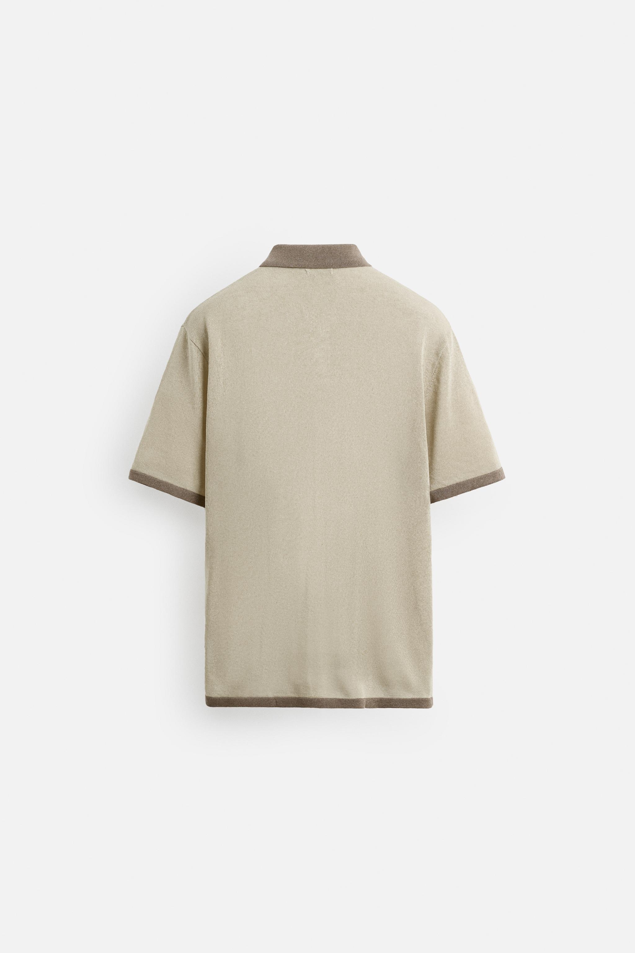 コントラスト ニット ポロシャツ - ベージュ | ZARA Japan / 日本