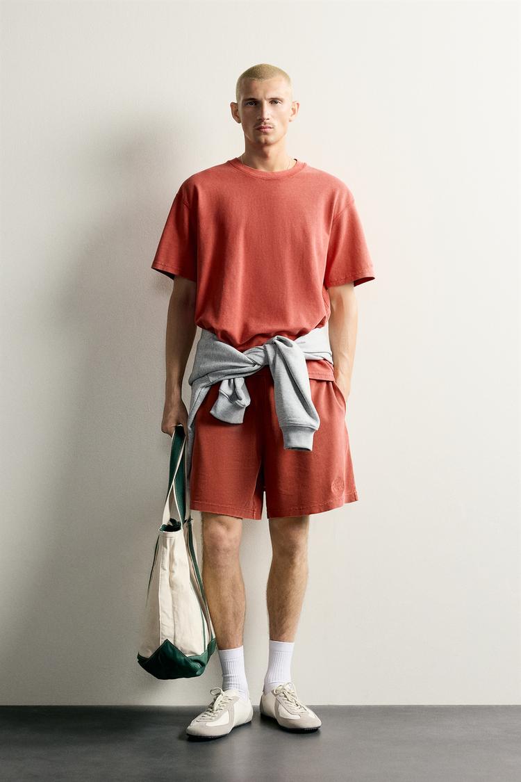 WASHED WAFFLE-KNIT T-SHIRT