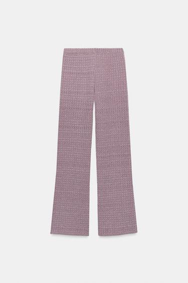 STRETCH TEXTURED TROUSERS - Purple by Zara - Image 4