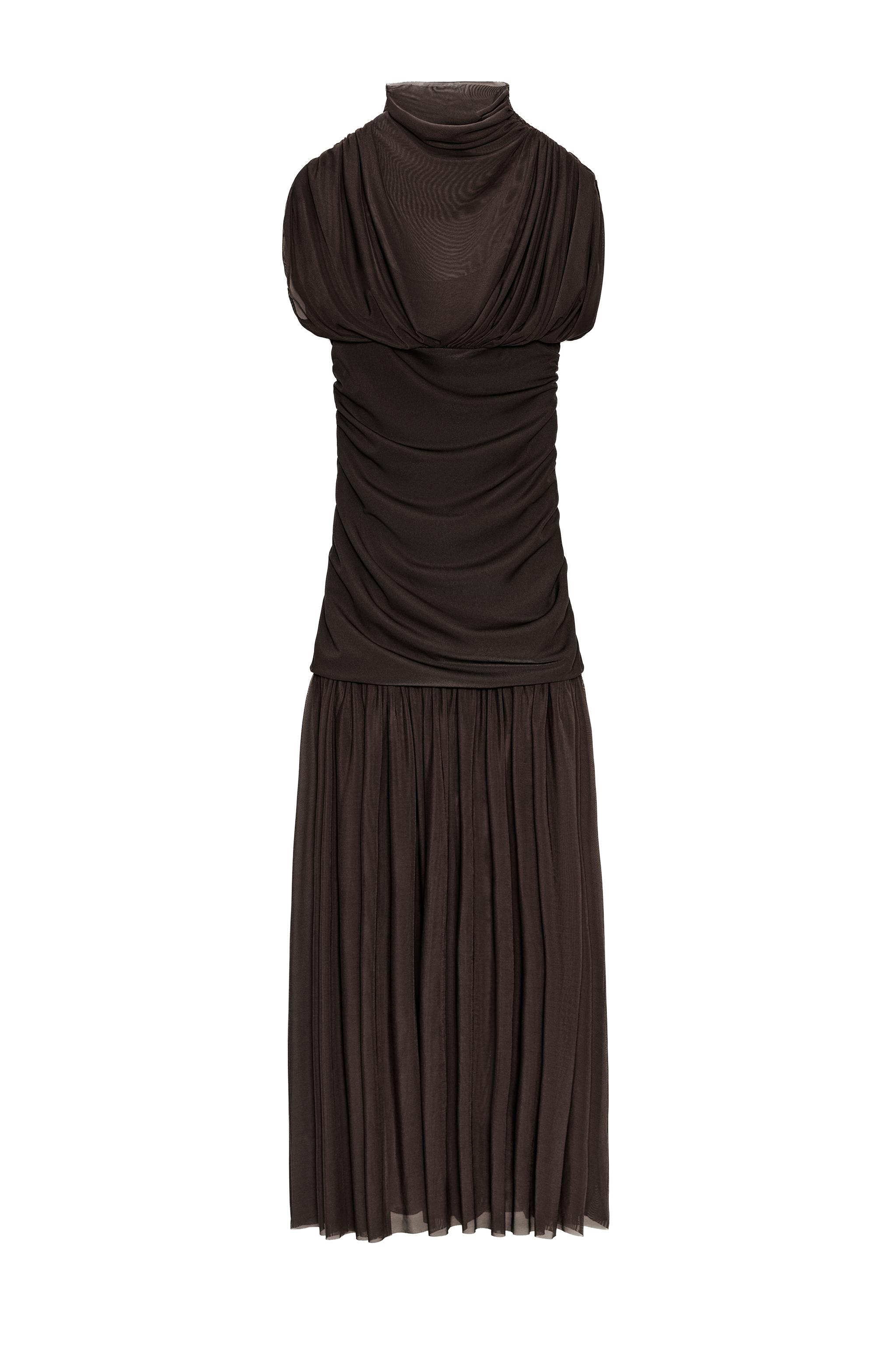 COMBINED DRAPED MIDI DRESS - chocolate | ZARA South Africa