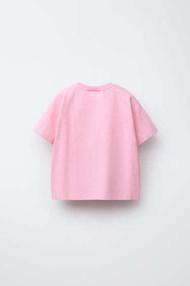 T-SHIRT CŒUR ASSEMBLÉ POPELINE - Rose chewing-gum de Zara - Image 1