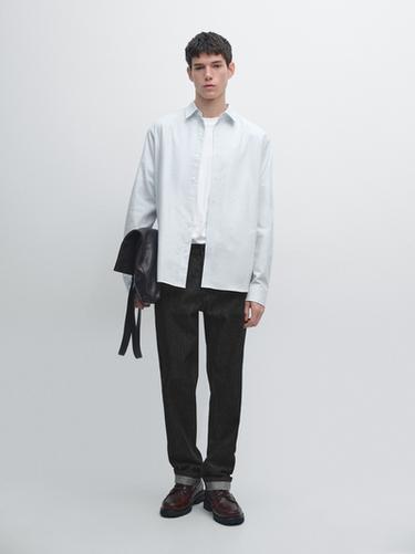 Zara Regular fit pinstriped shirt - Green stripe